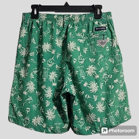 Columbia PFG Super Backcast Water Shorts Men's Small Green Swim Fish Omni-Shade - Picture 4 of 9